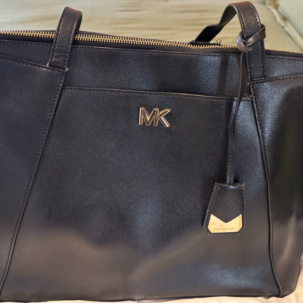 Michael Kors Black Tote with Gold Accents